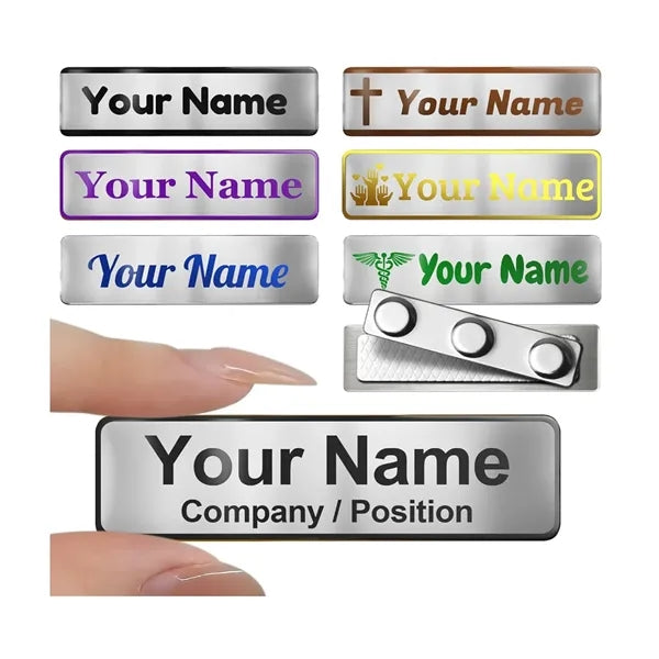 Stainless Steel Name Tag With Magnetic Backing