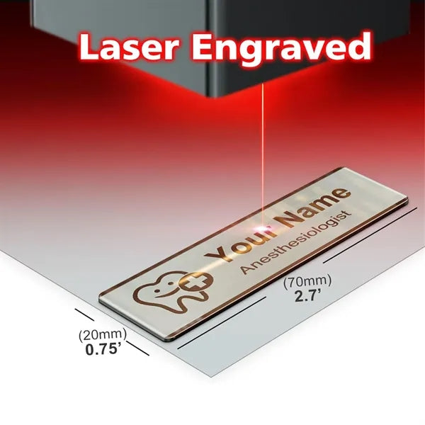 Stainless Steel Name Tag With Magnetic Backing