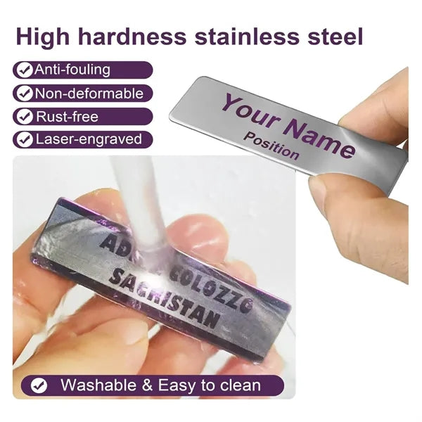 Stainless Steel Name Tag With Magnetic Backing