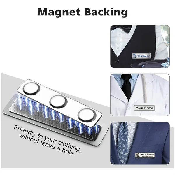 Stainless Steel Name Tag With Magnetic Backing