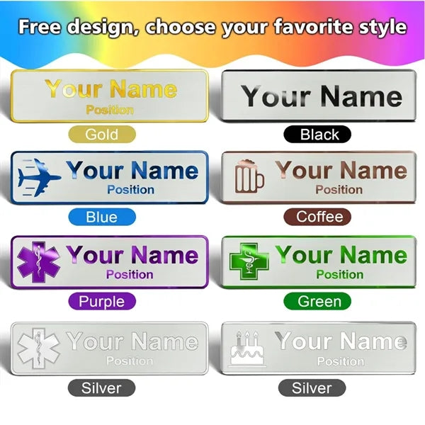 Stainless Steel Name Tag With Magnetic Backing