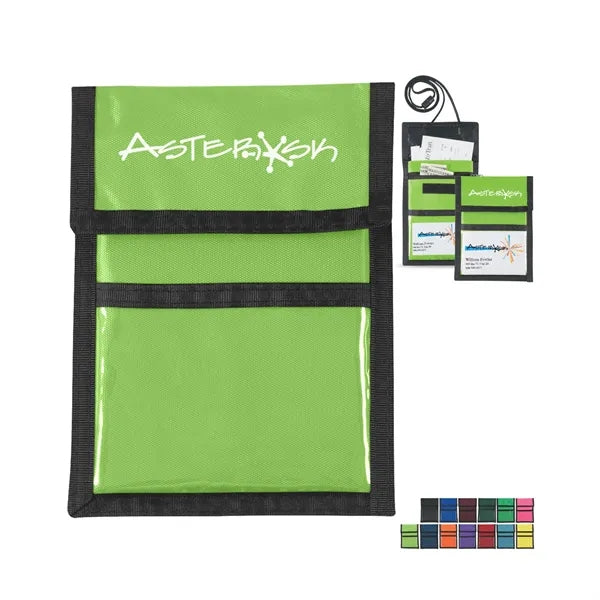 Printed Neck Wallet Badge Holder with Zippered