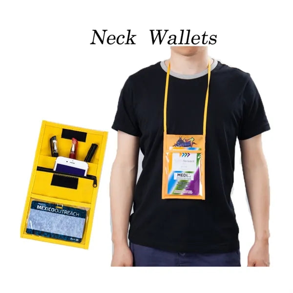 Printed Neck Wallet Badge Holder with Zippered
