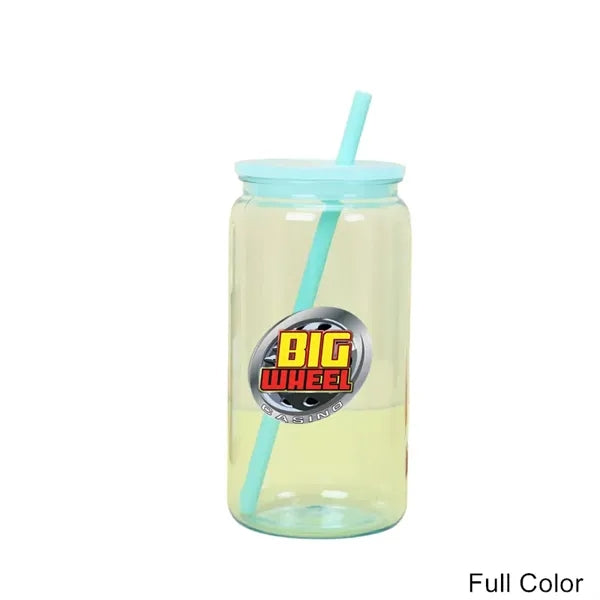 16 oz Acrylic Mason Jar with Lid and Straws Plastic Tumbler