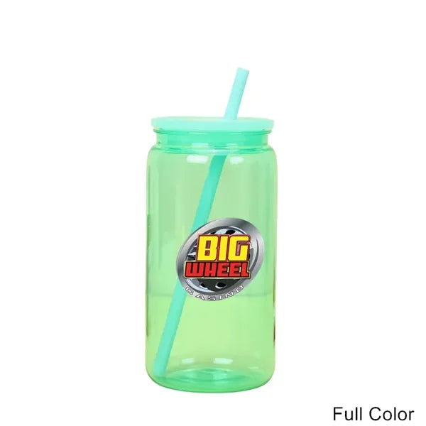 16 oz Acrylic Mason Jar with Lid and Straws Plastic Tumbler