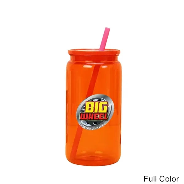16 oz Acrylic Mason Jar with Lid and Straws Plastic Tumbler