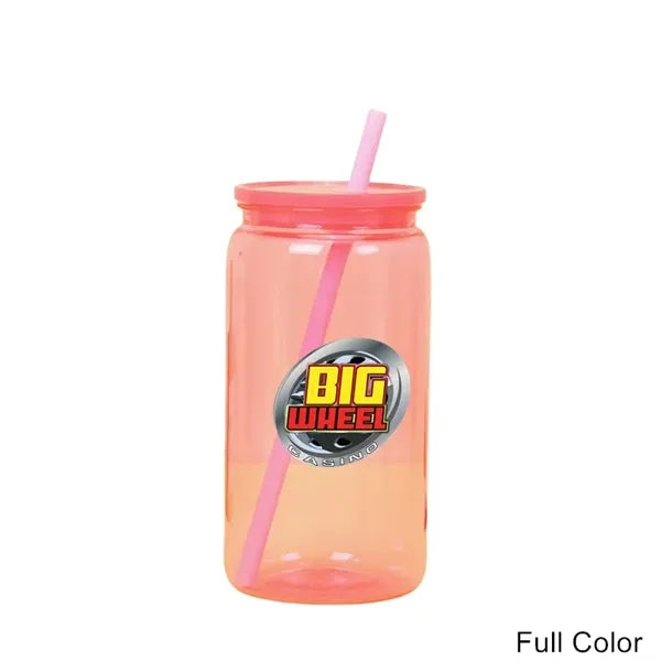16 oz Acrylic Mason Jar with Lid and Straws Plastic Tumbler