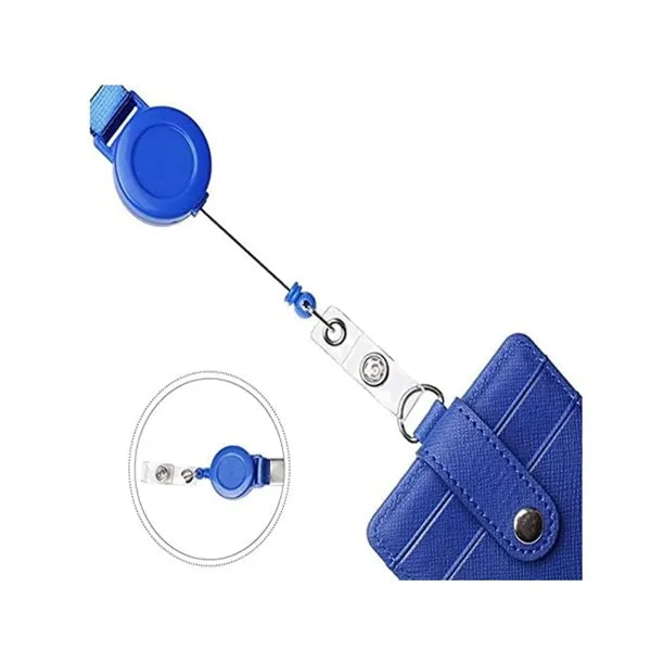 Portable Retractable Lanyard Pu Leather Name Tag