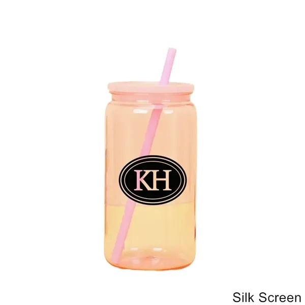 16 oz Acrylic Mason Jar with Lid and Straws Plastic Tumbler