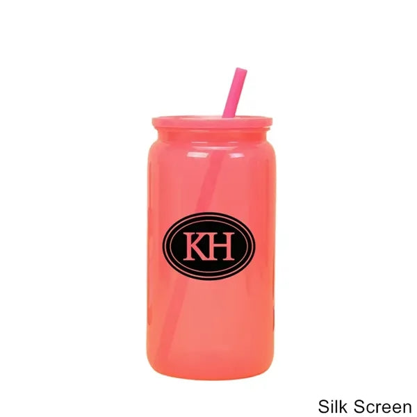 16 oz Acrylic Mason Jar with Lid and Straws Plastic Tumbler
