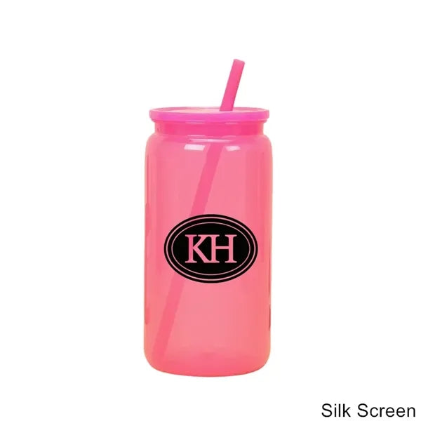 16 oz Acrylic Mason Jar with Lid and Straws Plastic Tumbler
