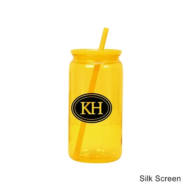 16 oz Acrylic Mason Jar with Lid and Straws Plastic Tumbler