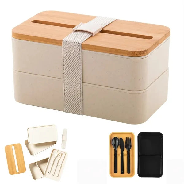 Bamboo Lid Stackable Bento Boxes with Phone Stand