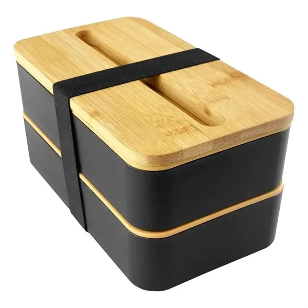 Bamboo Lid Stackable Bento Boxes with Phone Stand