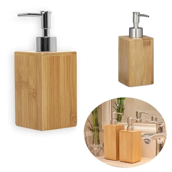 7Oz Refillable Bamboo Lotion Bottle Shampoo Soap Dispenser