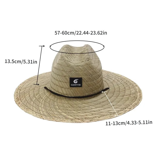 Men'S Pierside Lifeguard Beach Sun Straw Hat