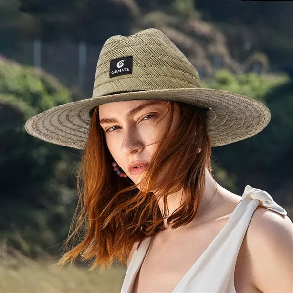 Men'S Pierside Lifeguard Beach Sun Straw Hat