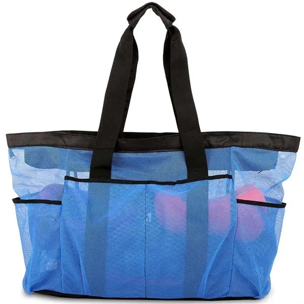 Mesh Beach Tote Bag With Zipper And Pockets