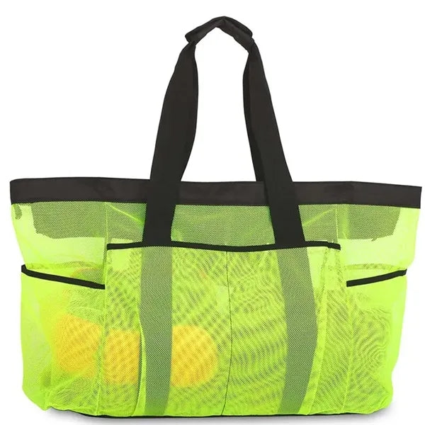 Mesh Beach Tote Bag With Zipper And Pockets