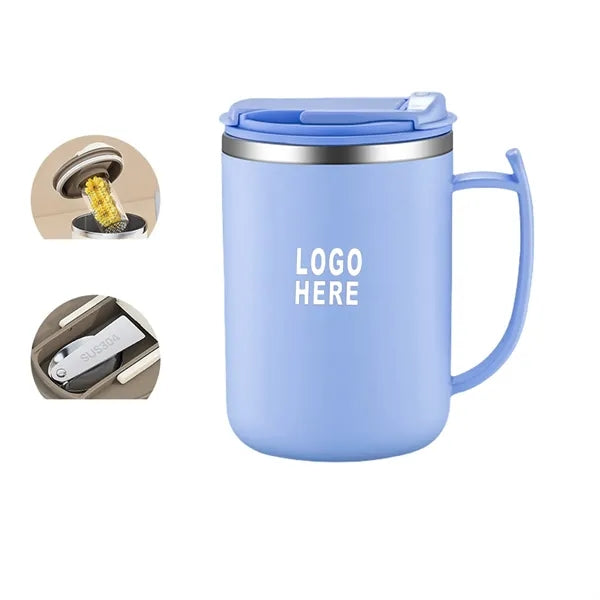 Insulated Coffee Mug w/ Foldable Spoon and Lid