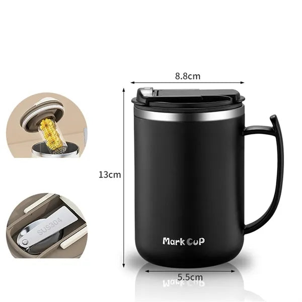 Insulated Coffee Mug w/ Foldable Spoon and Lid