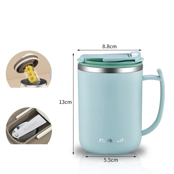 Insulated Coffee Mug w/ Foldable Spoon and Lid