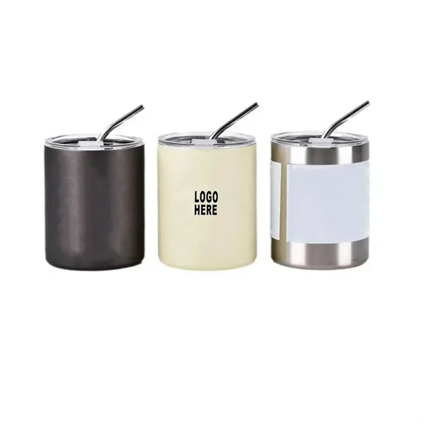 12Oz Stainless Steel Tumbler W/Lid And Straw