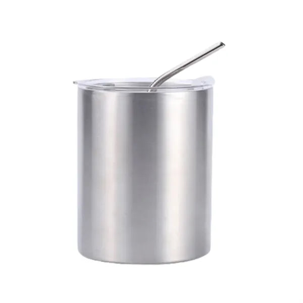 12Oz Stainless Steel Tumbler W/Lid And Straw