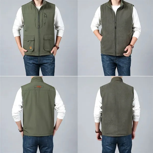 Reversible Fleece Vest with Multi-Pocket Design