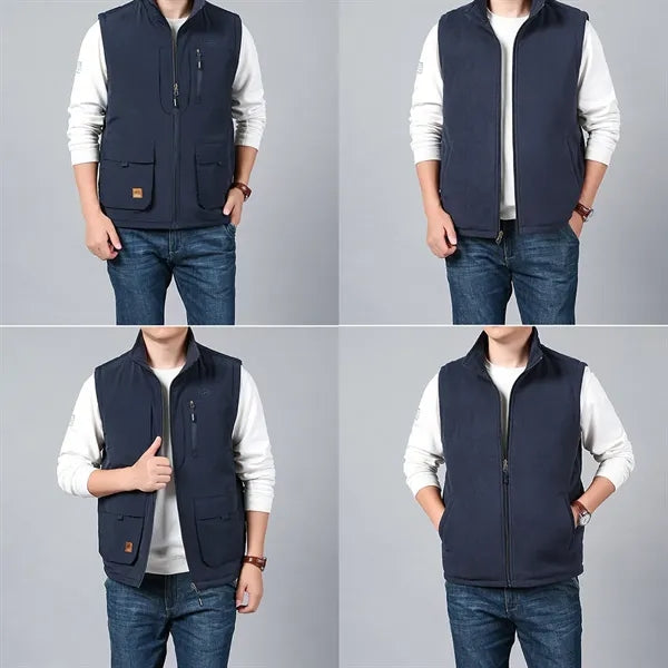 Reversible Fleece Vest with Multi-Pocket Design