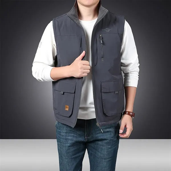 Reversible Fleece Vest with Multi-Pocket Design