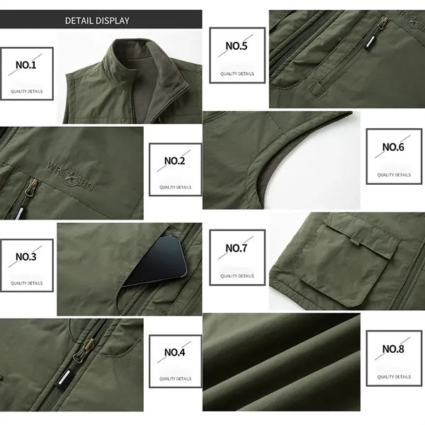 Reversible Fleece Vest with Multi-Pocket Design