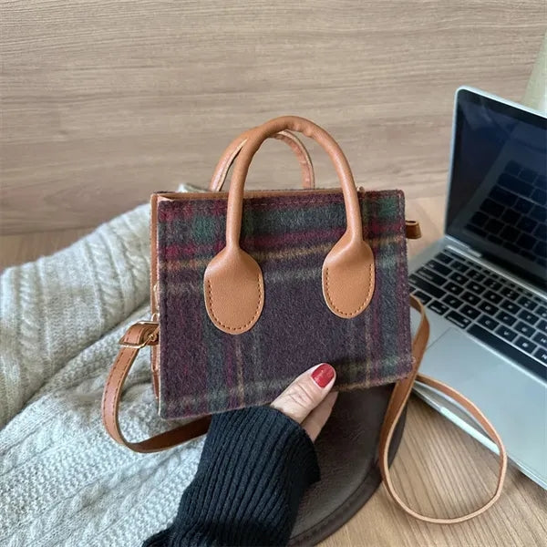 Canvas Small Checkered Cross body Bag