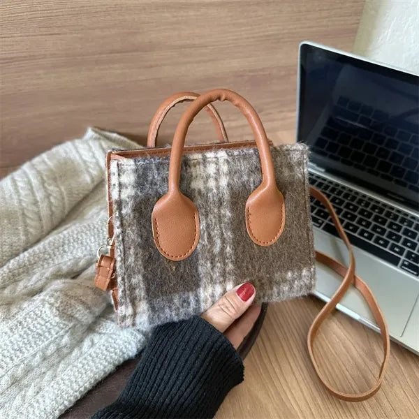 Canvas Small Checkered Cross body Bag