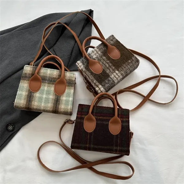Canvas Small Checkered Cross body Bag