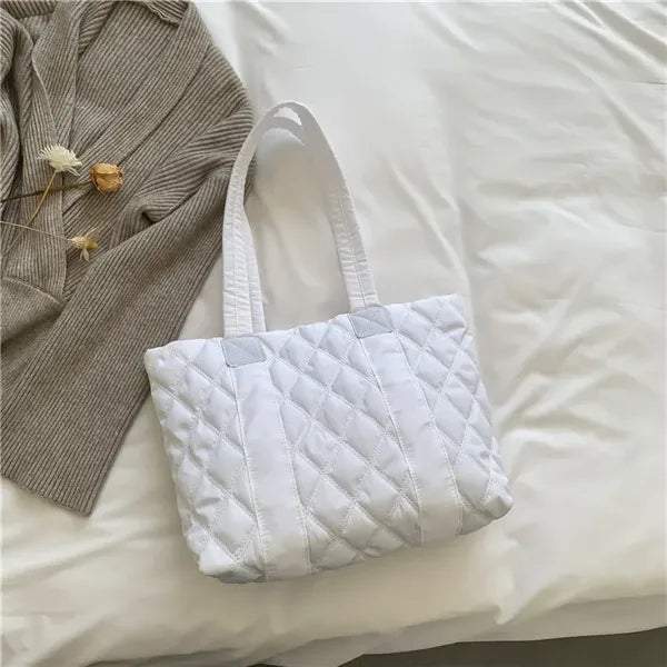Quilted Puffer Down Cotton Winter Tote Bag