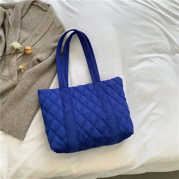 Quilted Puffer Down Cotton Winter Tote Bag