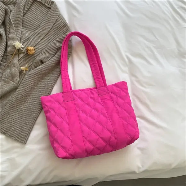 Quilted Puffer Down Cotton Winter Tote Bag