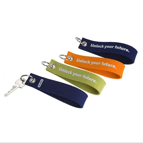 Felt Wrist Keychain With Metal Split Ring