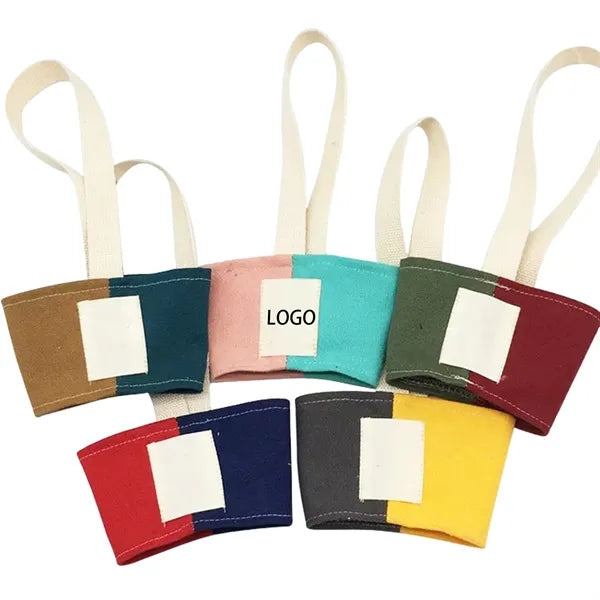 Color Blocked Canvas Drink Cup Sleeve