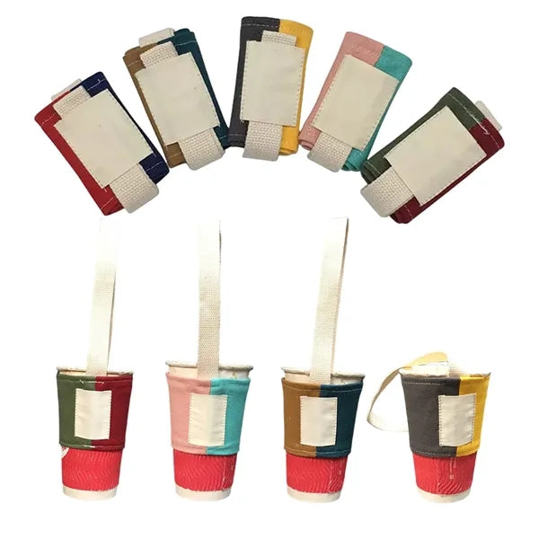 Color Blocked Canvas Drink Cup Sleeve