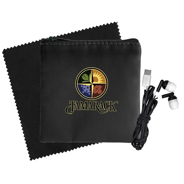 Colorful RPET Ear Bud & Cloth Set