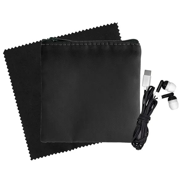 Colorful RPET Ear Bud & Cloth Set
