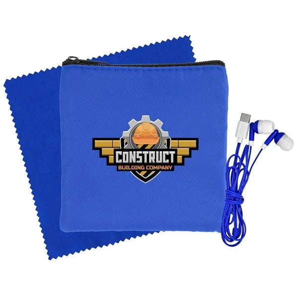 Colorful RPET Ear Bud & Cloth Set