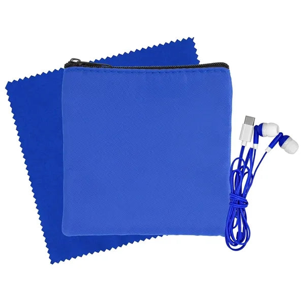 Colorful RPET Ear Bud & Cloth Set