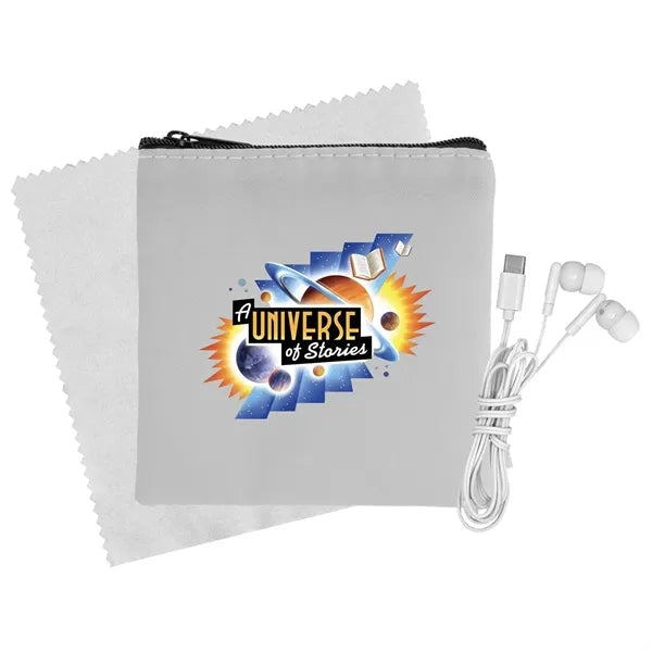 Colorful RPET Ear Bud & Cloth Set