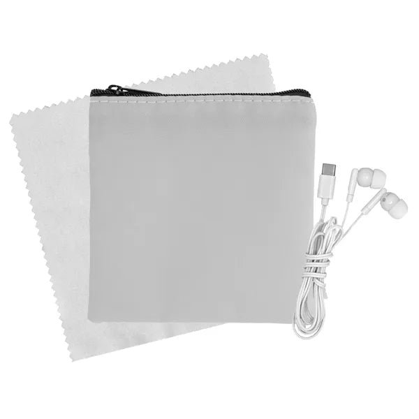 Colorful RPET Ear Bud & Cloth Set