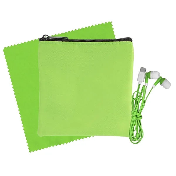 Colorful RPET Ear Bud & Cloth Set