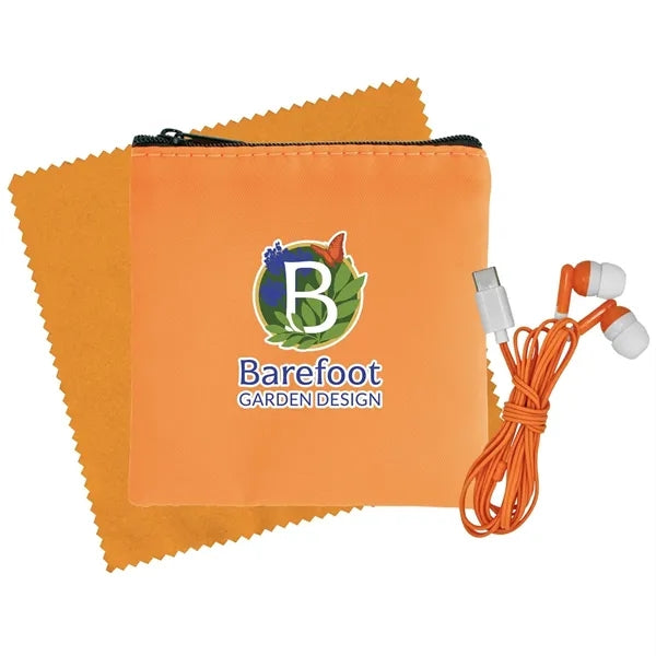 Colorful RPET Ear Bud & Cloth Set
