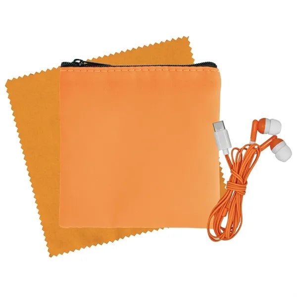 Colorful RPET Ear Bud & Cloth Set